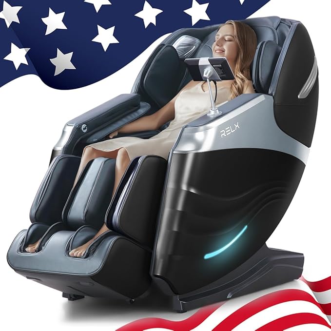 RELX Massage Chair Full Body, Zero Gravity SL-Track Shiatsu Massage Chair - Black