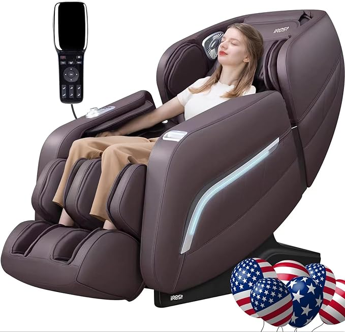 iRest Massage Chair, Full Body Zero Gravity Recliner with AI Voice Control-Brown