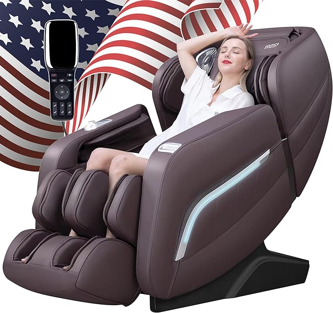 iRest A306 Massage Chair, Full Body Zero Gravity Recliner with Yoga Stretching - Brown