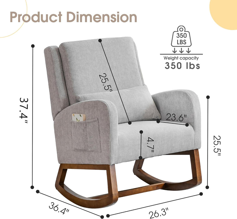 Nursery Rocking Chair, Indoor Upholstered Rocking Chair for Living Room - Relaxing Recliners