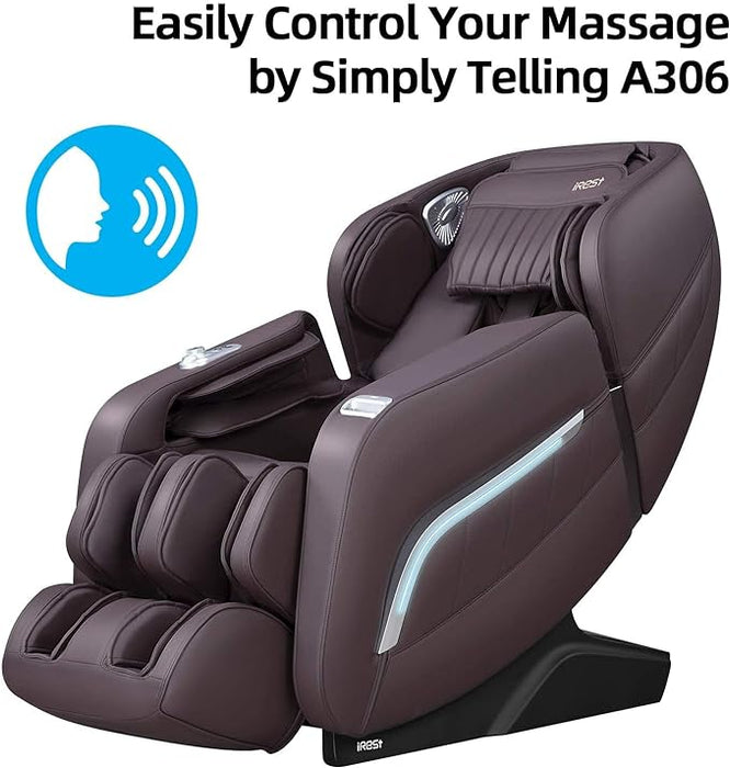 iRest Massage Chair, Full Body Zero Gravity Recliner with AI Voice Control-Brown