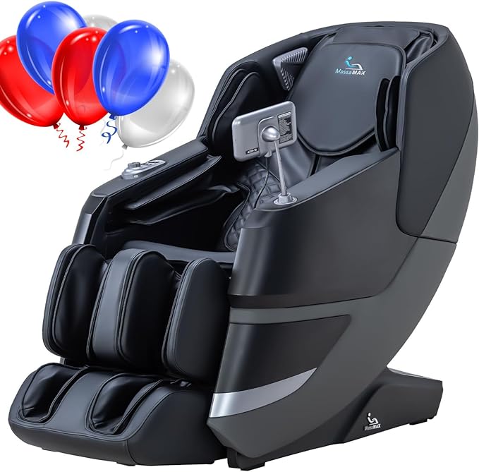 MassaMAX 4D Massage Chair, Full Body Shiatsu Recliner with Electric Extendable Footrest - Black