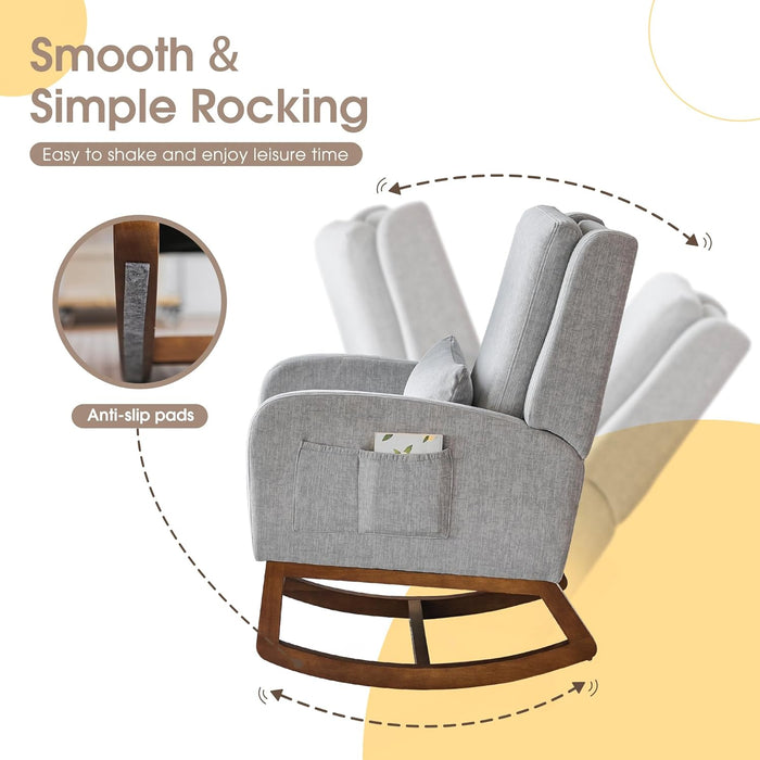 Nursery Rocking Chair, Indoor Upholstered Rocking Chair for Living Room - Relaxing Recliners