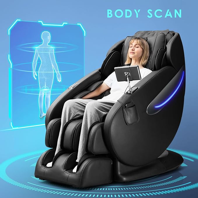 MYNTA 2024 Massage Chair Full Body - 3D SL Track Zero Gravity Massage Chair - Black