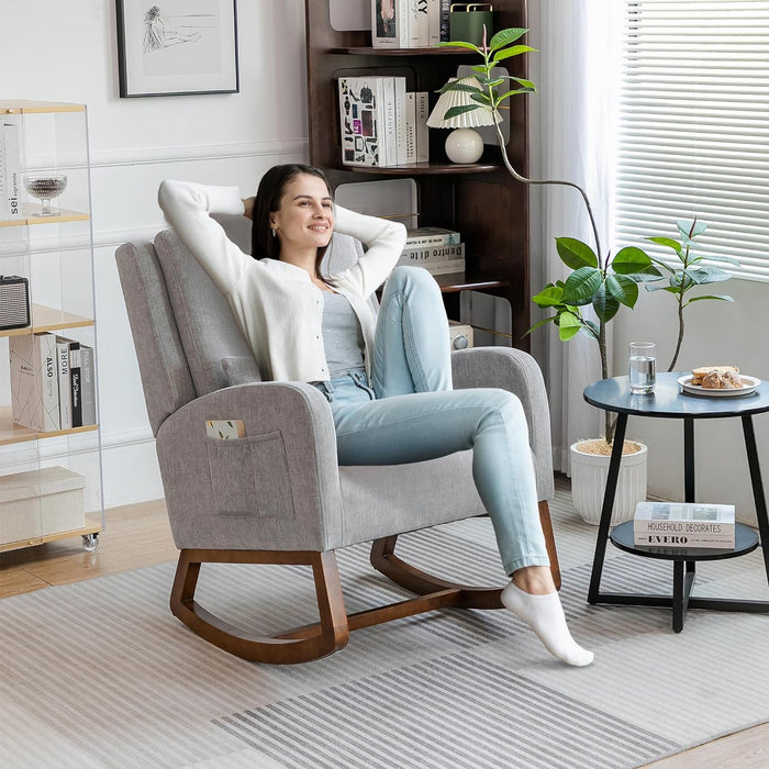 Nursery Rocking Chair, Indoor Upholstered Rocking Chair for Living Room - Relaxing Recliners