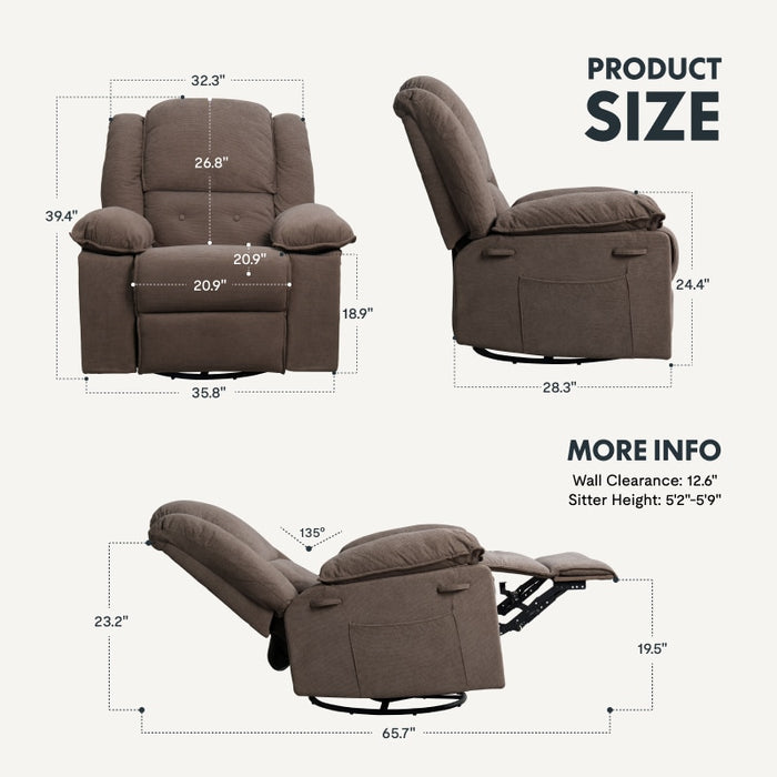 Flexispot XRC2 - Manual Swivel Rocker Recliner w/ Massage & Heat