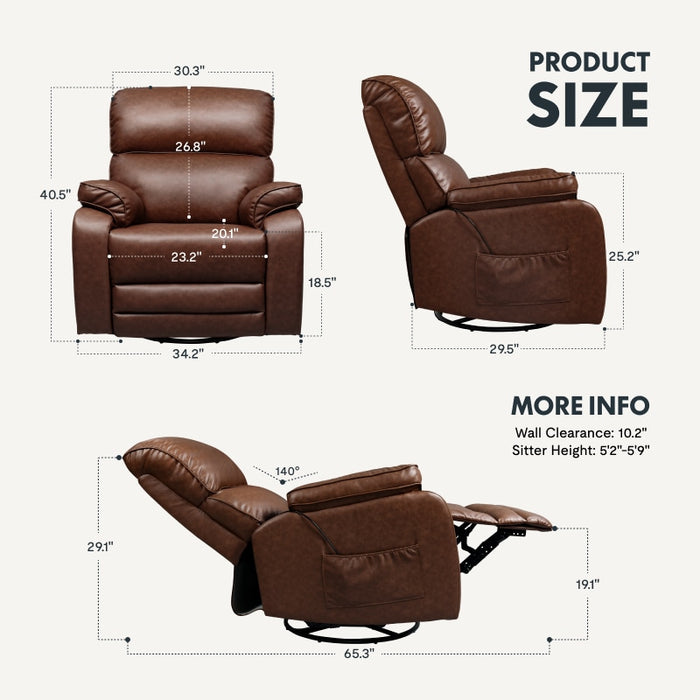 Flexispot XRC4 - Manual Swivel Rocker Recliner w/ Massage & Heat