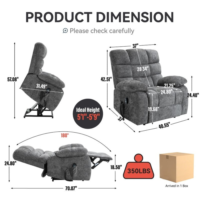 Flexispot XL6 Cloud - Oversized Power Lift Recliner w/ Massage & Heat XL6-Cloud