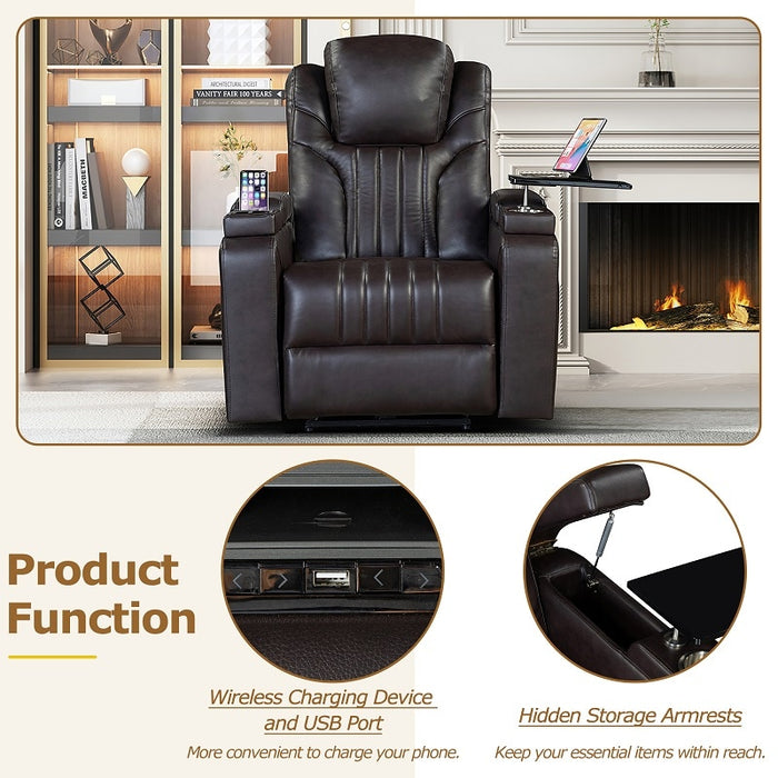 Flexispot XDT81 - Power Home Theater Recliner w/ Headrest & Wireless Charging & Tray Table & Cup Holders