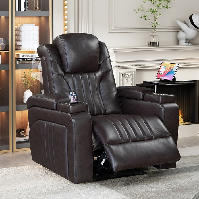 Flexispot XDT81 - Power Home Theater Recliner w/ Headrest & Wireless Charging & Tray Table & Cup Holders