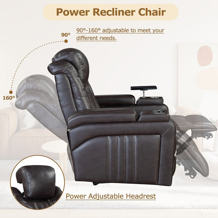 Flexispot XDT81 - Power Home Theater Recliner w/ Headrest & Wireless Charging & Tray Table & Cup Holders