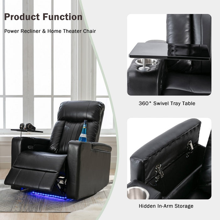 Flexispot XDT72 - Power Home Theater Recliner w/ Tray Table & Phone Stand & Cup Holders