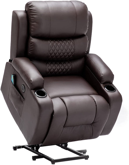 Brown Power Lift Recliner with Heat and Massage - Relaxing Recliners