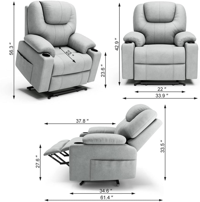 Power Lift Fabric Recliner Chair - Up To 400 Pounds - Relaxing Recliners