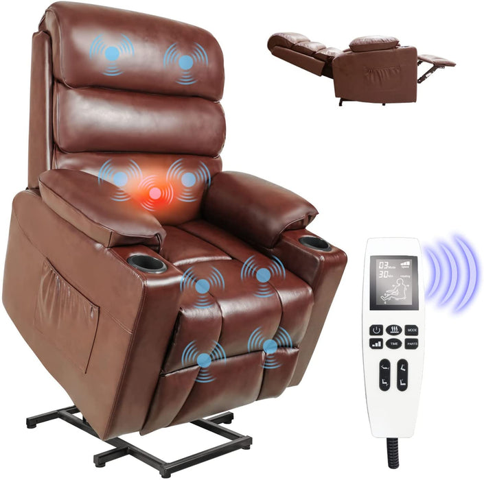 Electric Leather Lift Chair With Heat and Massage - Relaxing Recliners