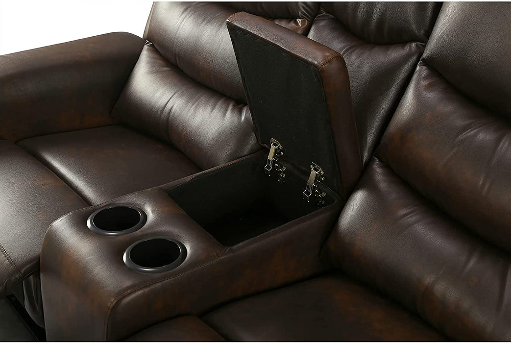 Leather Loveseat Recliner with Console and Cup Holders - Relaxing Recliners