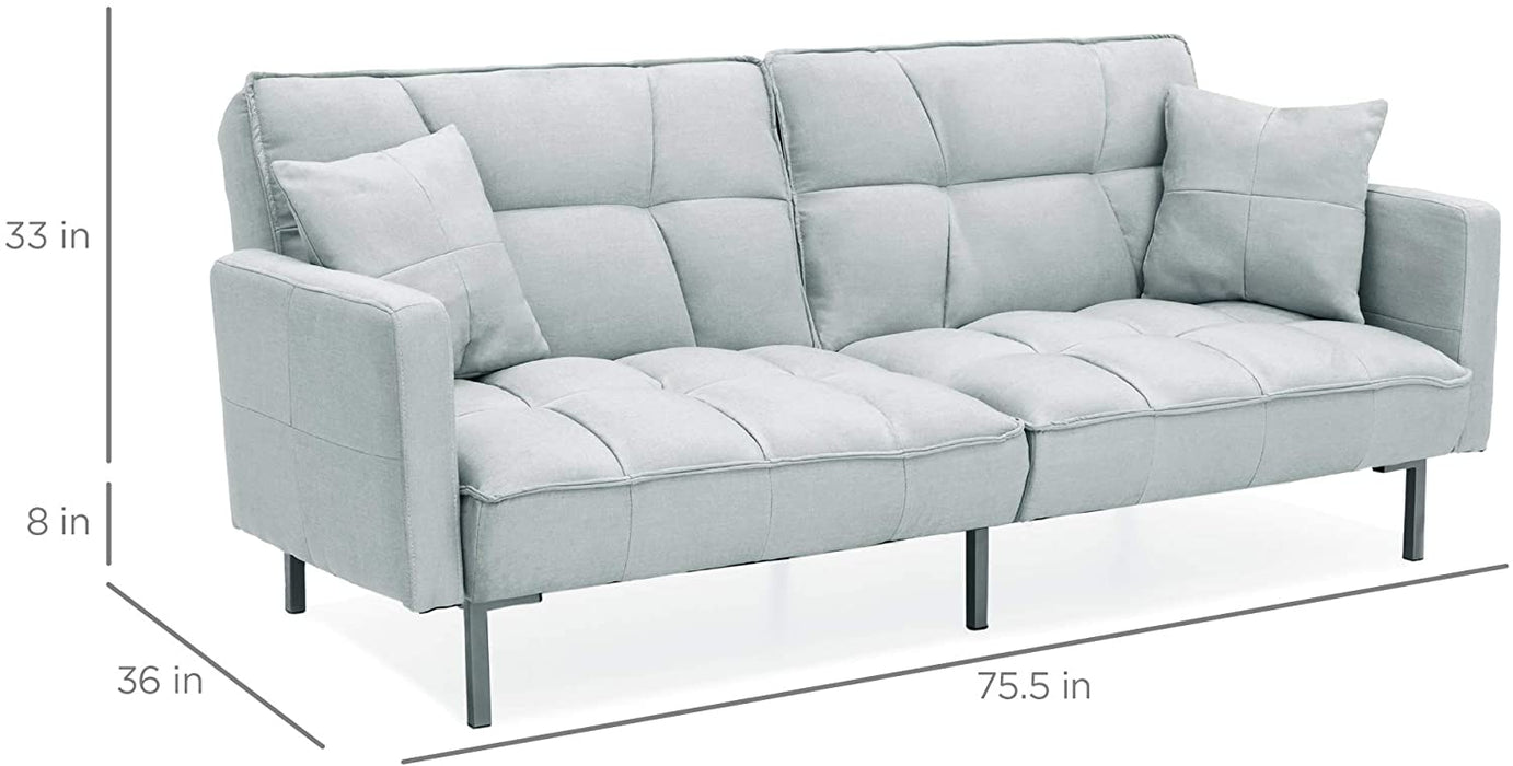 Convertible Linen Fabric Tufted Futon - Relaxing Recliners