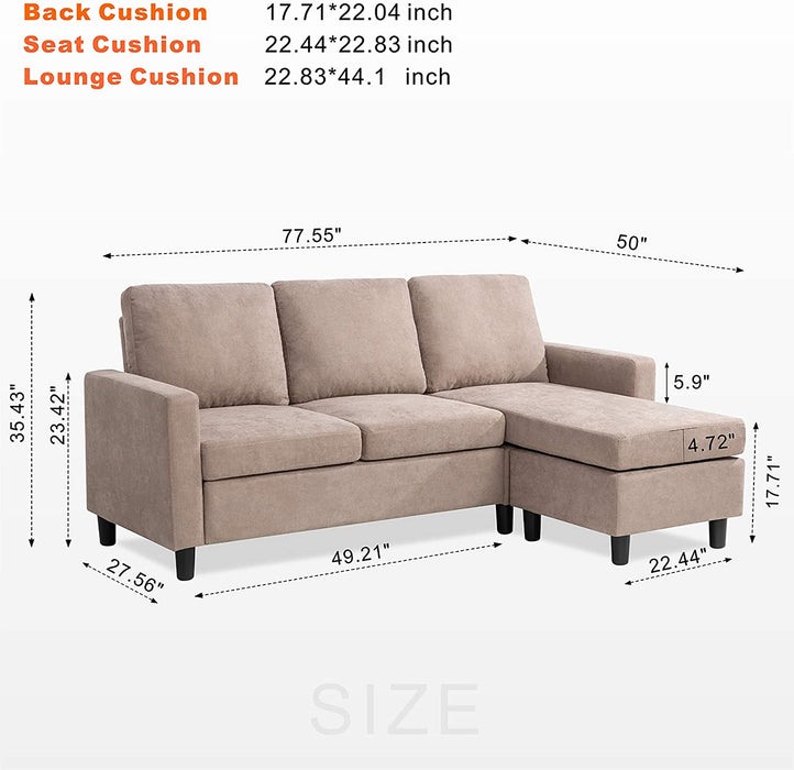 3 Seat Convertible Sofa Couch L-Shaped - Relaxing Recliners