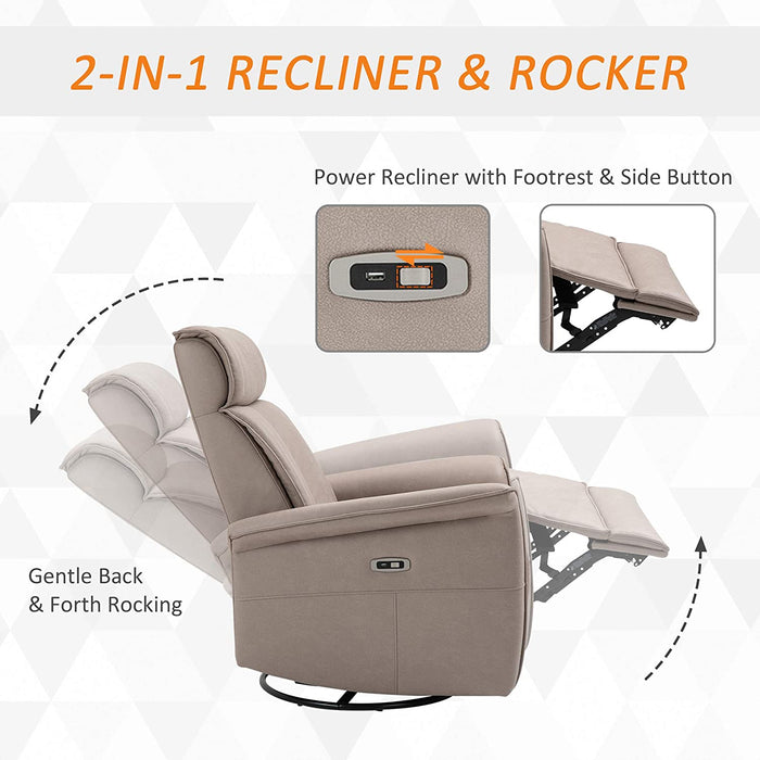 Modern Electric Recliner with 360 Swivel USB Ports - Relaxing Recliners