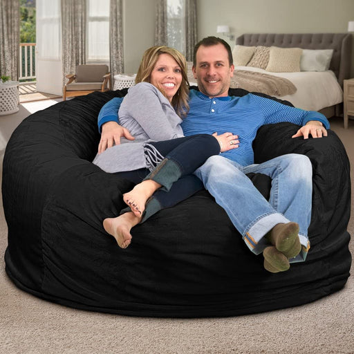 Giant Bean Bag Chair Black (suede) - Relaxing Recliners