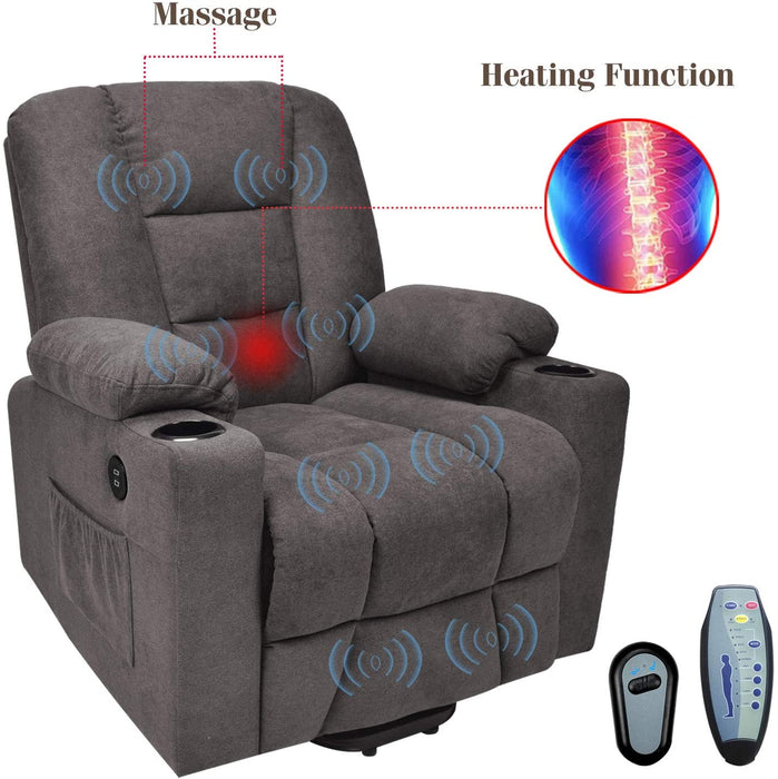 Pu Leather Electric Power Lift Recliner with Massage Heat - Relaxing Recliners