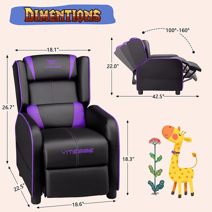 Kids Gaming Recliner Chair Pu Leather - Relaxing Recliners