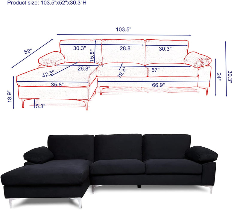 Modern Large Velvet Sectional Extra Wide - Relaxing Recliners