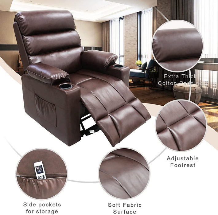 Electric Leather Lift Chair With Heat and Massage - Relaxing Recliners