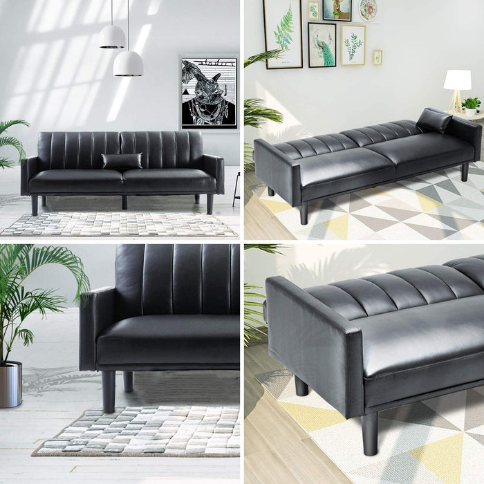 Modern Fabric Convertible Folding Futon - Relaxing Recliners