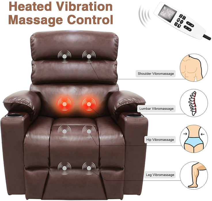 Electric Leather Lift Chair With Heat and Massage - Relaxing Recliners