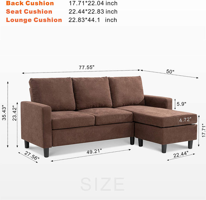 3 Seat Convertible Sofa Couch L-Shaped - Relaxing Recliners