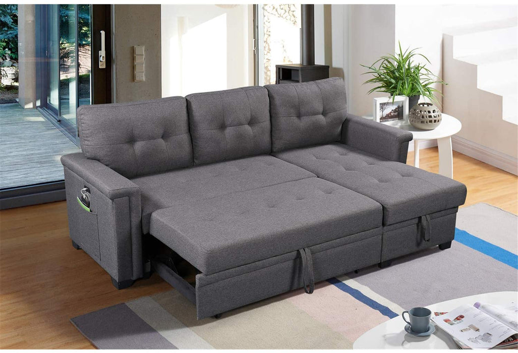 Dark Gray Reversible Sectional Sofa with Storage - Relaxing Recliners