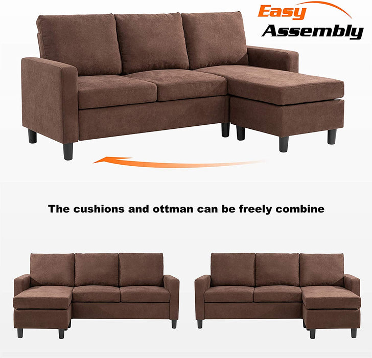 3 Seat Convertible Sofa Couch L-Shaped - Relaxing Recliners