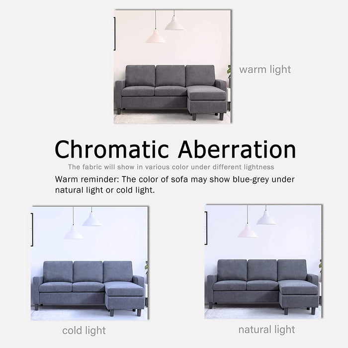 3 Seat Convertible Sofa Couch L-Shaped - Relaxing Recliners