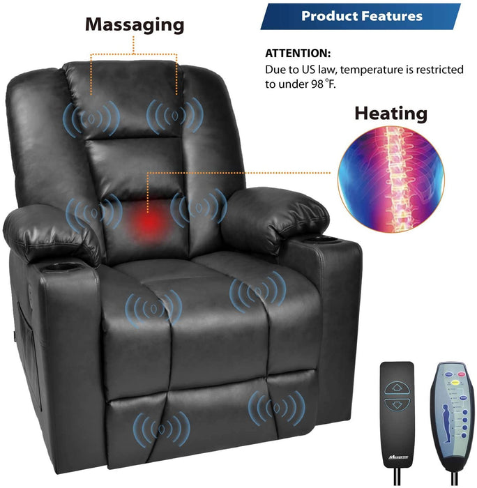 Pu Leather Electric Power Lift Recliner with Massage Heat - Relaxing Recliners