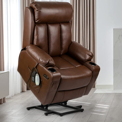 Faux Leather Lift Chair Recliner Massage and Heat - Relaxing Recliners