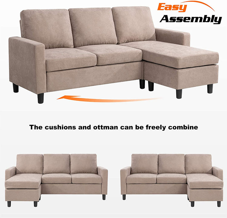 3 Seat Convertible Sofa Couch L-Shaped - Relaxing Recliners