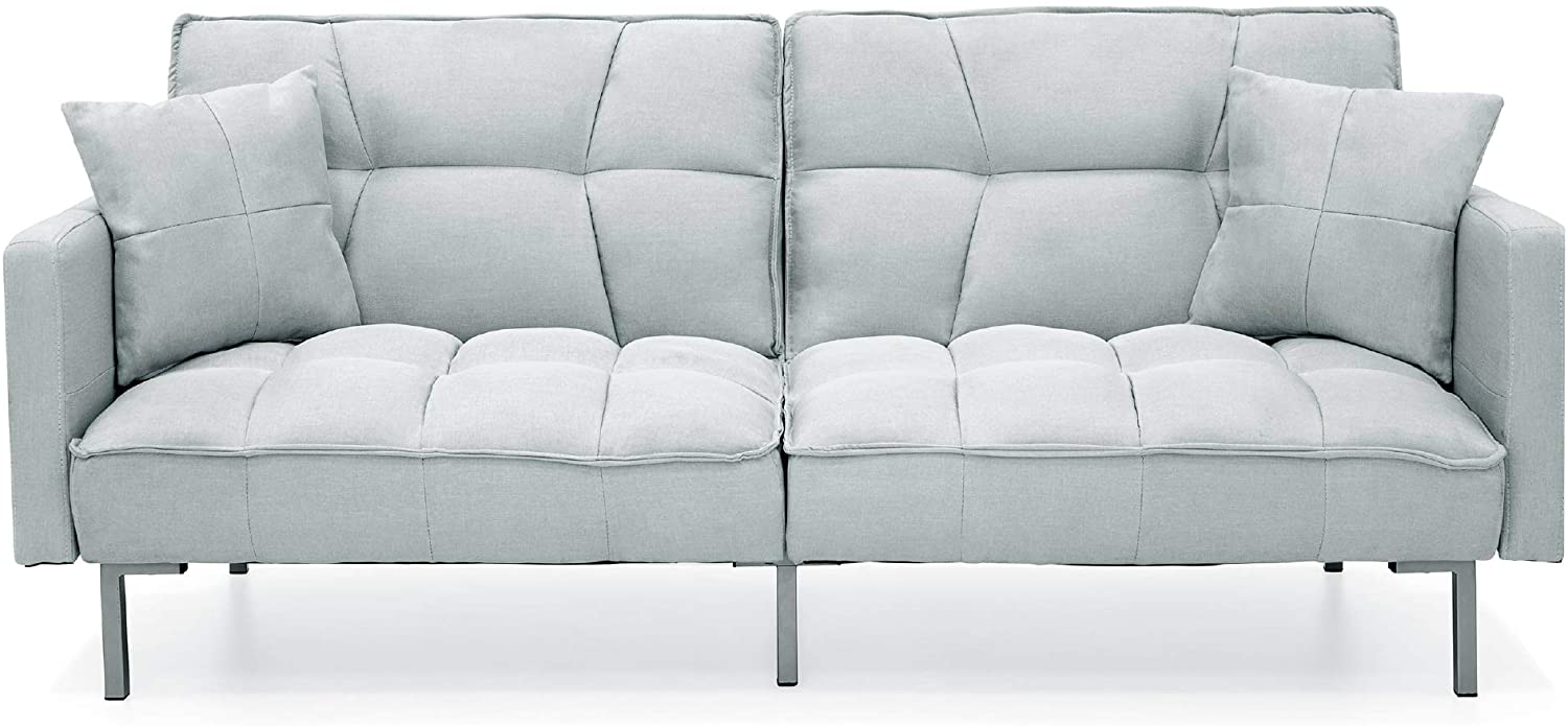 Convertible Linen Fabric Tufted Futon - Relaxing Recliners