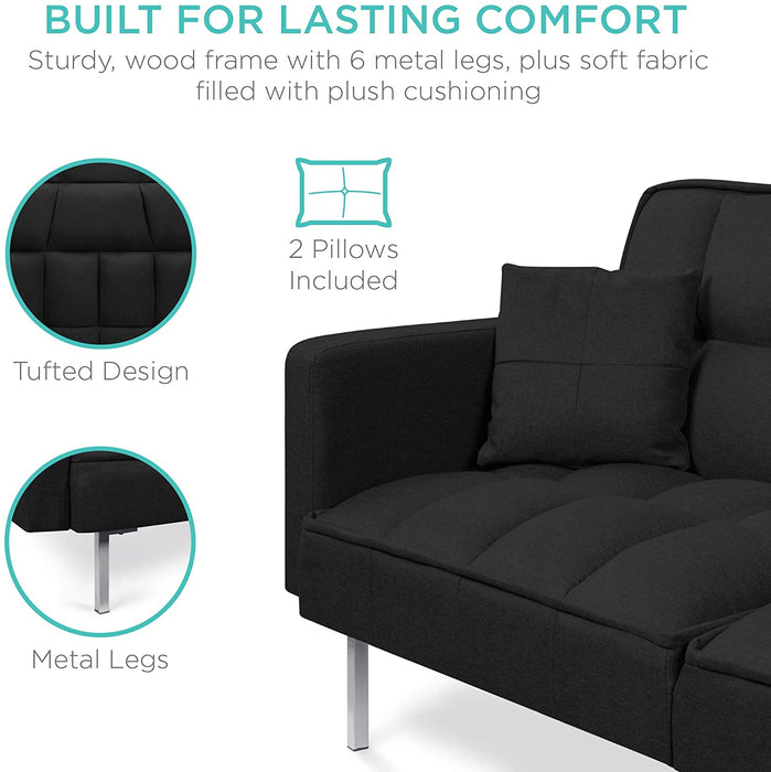 Convertible Linen Fabric Tufted Futon - Relaxing Recliners