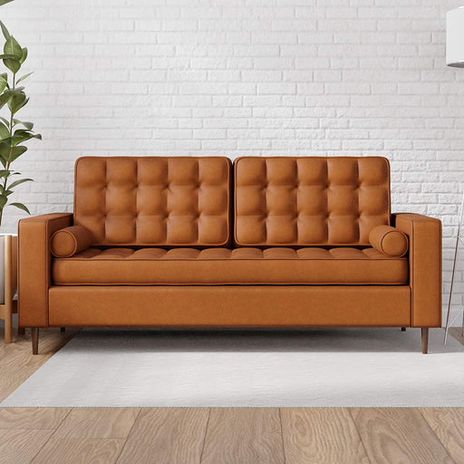 Faux Leather Sofa with Square Arms - Relaxing Recliners