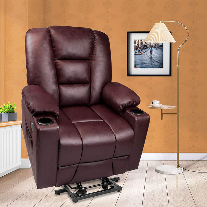 Pu Leather Electric Power Lift Recliner with Massage Heat - Relaxing Recliners