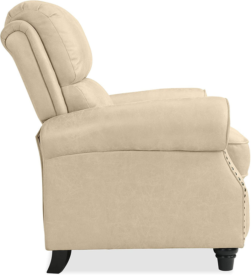 Distressed faux leather recliner hot sale