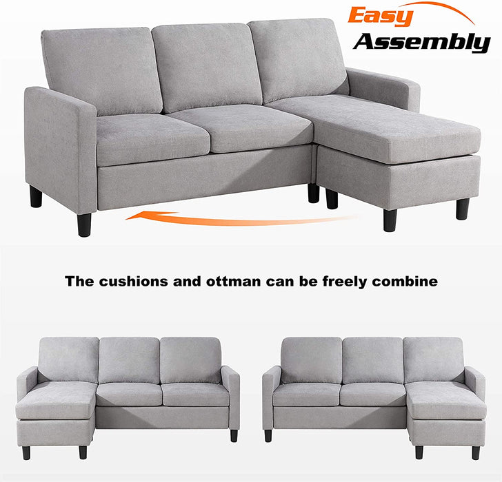 3 Seat Convertible Sofa Couch L-Shaped - Relaxing Recliners