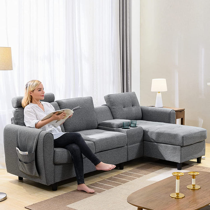 Convertible Sectional Couch with Cup Holders - Relaxing Recliners