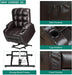 Brown Power Lift Recliner With Heat and Massage With Cupholders - Relaxing Recliners