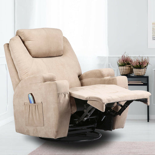 Electric Full Body Massage Chair Recliner Heated Vibration Fabric Sofa 8 Point - Relaxing Recliners