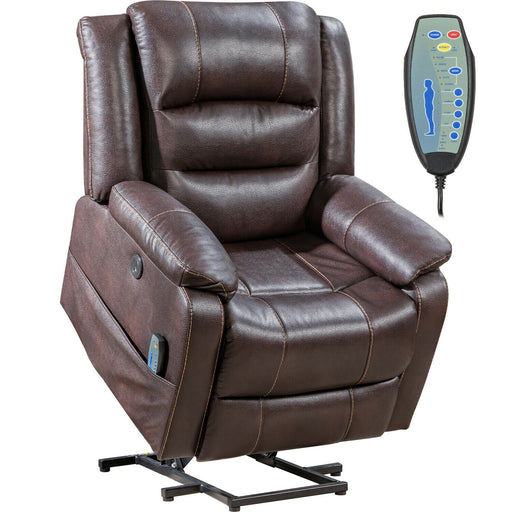 Brown Lift Massage Recliner for Elderly - Relaxing Recliners