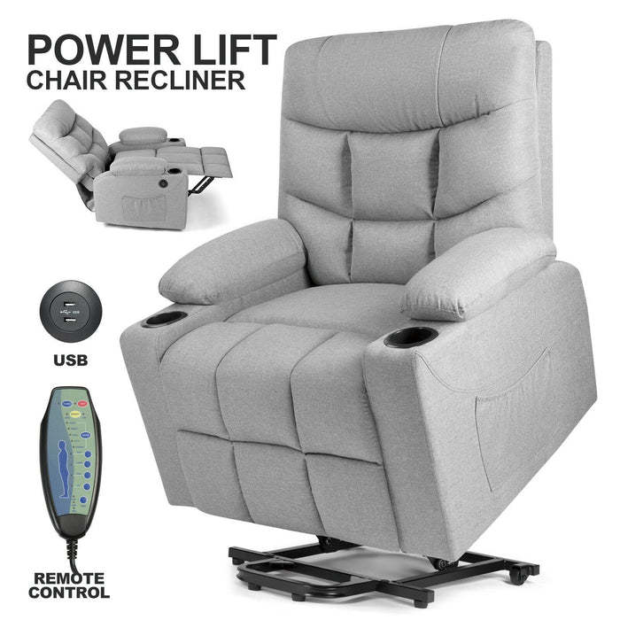 Cloth Electric Power Lift Recline Massage Chair - Relaxing Recliners