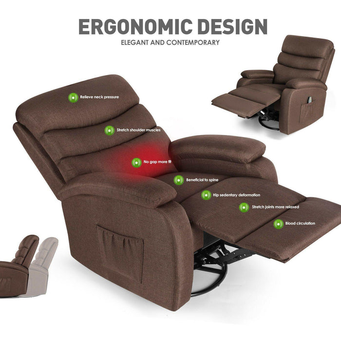 Extra Wide Massage Recliner Chair Heat Vibrate Lounge Sofa 360° w/Remote Control - Relaxing Recliners