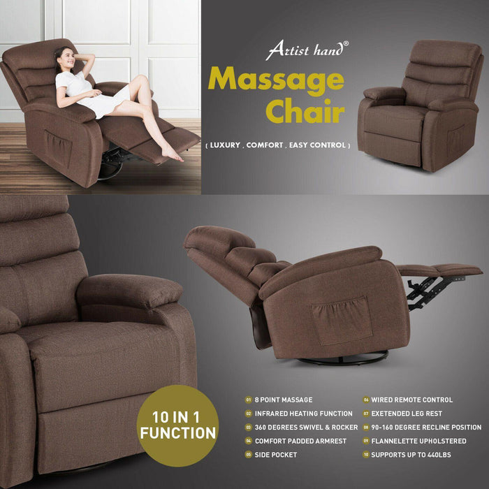 Extra Wide Massage Recliner Chair Heat Vibrate Lounge Sofa 360° w/Remote Control - Relaxing Recliners